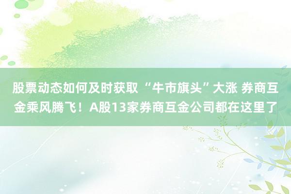 股票动态如何及时获取 “牛市旗头”大涨 券商互金乘风腾飞！A股13家券商互金公司都在这里了