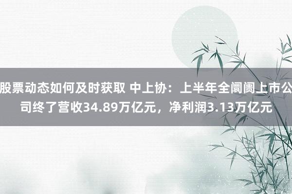 股票动态如何及时获取 中上协：上半年全阛阓上市公司终了营收34.89万亿元，净利润3.13万亿元