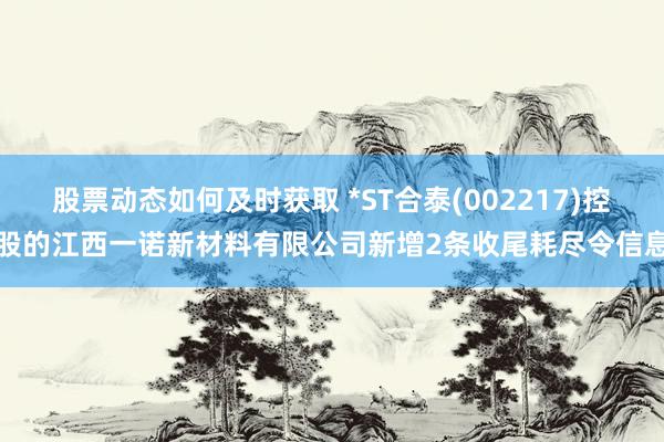 股票动态如何及时获取 *ST合泰(002217)控股的江西一诺新材料有限公司新增2条收尾耗尽令信息