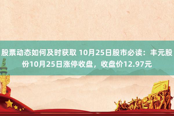 股票动态如何及时获取 10月25日股市必读：丰元股份10月25日涨停收盘，收盘价12.97元