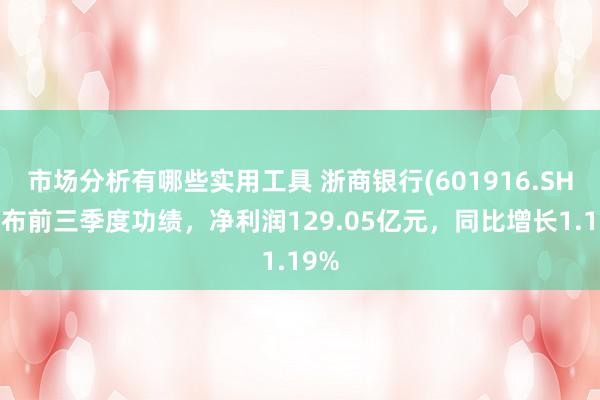 市场分析有哪些实用工具 浙商银行(601916.SH)发布前三季度功绩，净利润129.05亿元，同比增长1.19%