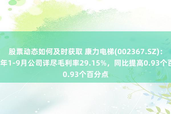 股票动态如何及时获取 康力电梯(002367.SZ)：2024年1-9月公司详尽毛利率29.15%，同比提高0.93个百分点