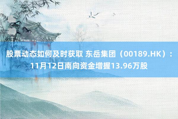 股票动态如何及时获取 东岳集团（00189.HK）：11月12日南向资金增握13.96万股