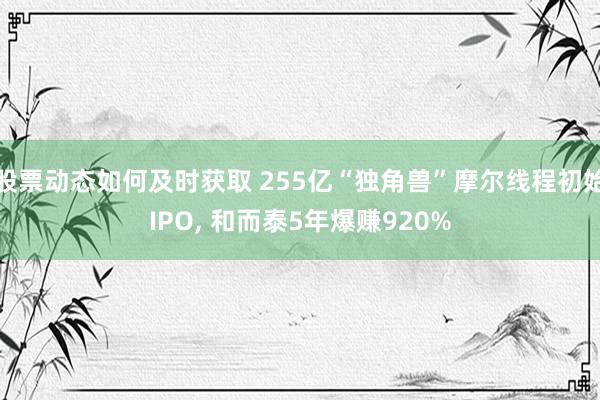 股票动态如何及时获取 255亿“独角兽”摩尔线程初始IPO, 和而泰5年爆赚920%