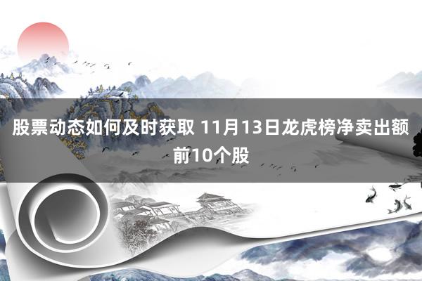 股票动态如何及时获取 11月13日龙虎榜净卖出额前10个股