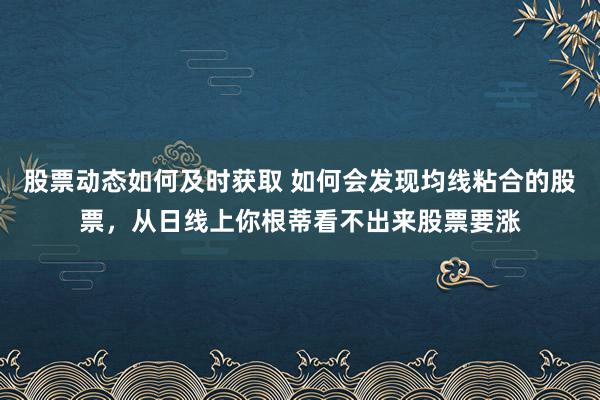 股票动态如何及时获取 如何会发现均线粘合的股票，从日线上你根蒂看不出来股票要涨