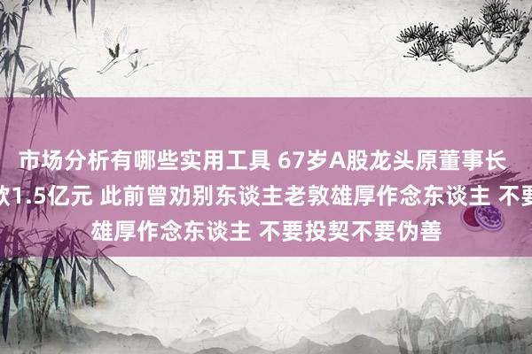 市场分析有哪些实用工具 67岁A股龙头原董事长 被判刑8年 罚款1.5亿元 此前曾劝别东谈主老敦雄厚作念东谈主 不要投契不要伪善