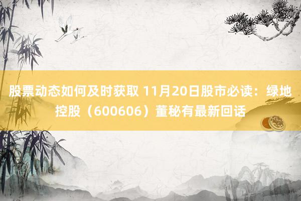 股票动态如何及时获取 11月20日股市必读：绿地控股（600606）董秘有最新回话