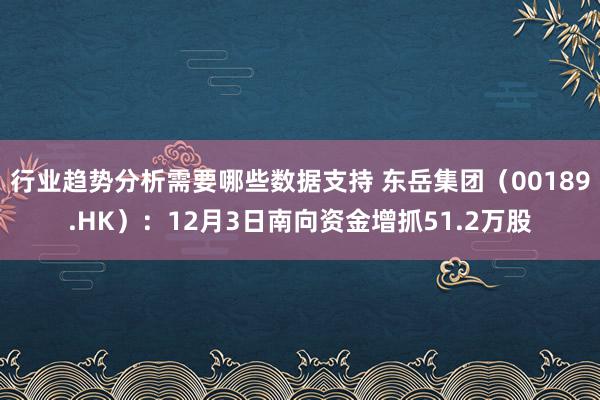 行业趋势分析需要哪些数据支持 东岳集团（00189.HK）：12月3日南向资金增抓51.2万股