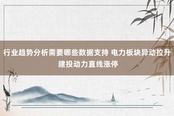 行业趋势分析需要哪些数据支持 电力板块异动拉升 建投动力直线涨停