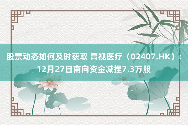 股票动态如何及时获取 高视医疗（02407.HK）：12月27日南向资金减捏7.3万股