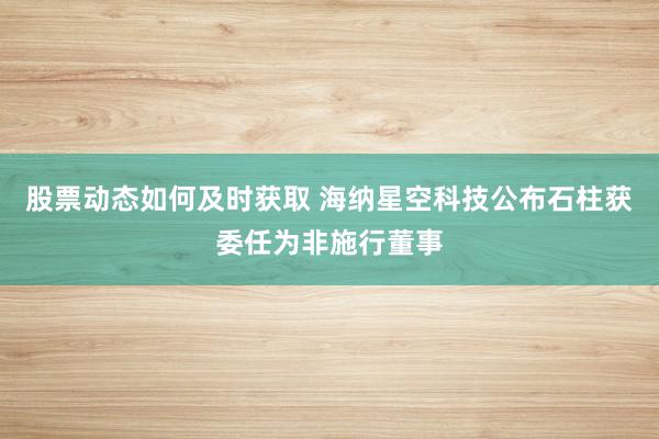 股票动态如何及时获取 海纳星空科技公布石柱获委任为非施行董事