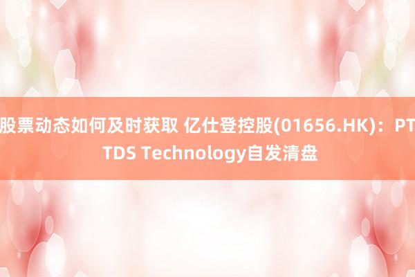 股票动态如何及时获取 亿仕登控股(01656.HK)：PT TDS Technology自发清盘