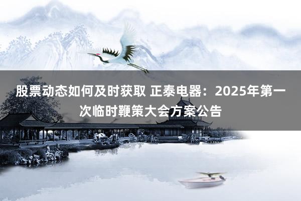 股票动态如何及时获取 正泰电器：2025年第一次临时鞭策大会方案公告