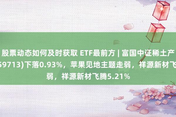 股票动态如何及时获取 ETF最前方 | 富国中证稀土产业ETF(159713)下落0.93%，苹果见地主题走弱，祥源新材飞腾5.21%