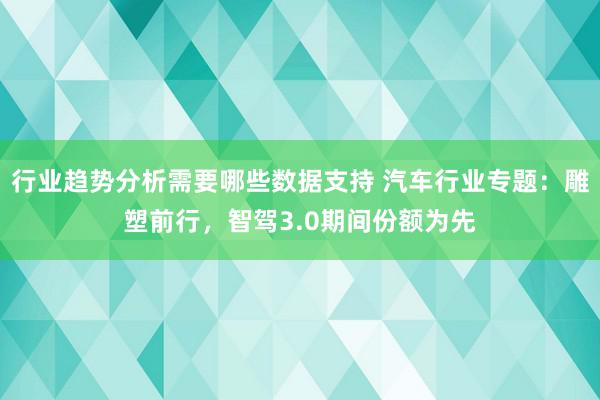 行业趋势分析需要哪些数据支持 汽车行业专题：雕塑前行，智驾3.0期间份额为先