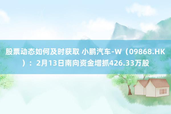 股票动态如何及时获取 小鹏汽车-W（09868.HK）：2月13日南向资金增抓426.33万股