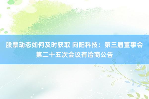 股票动态如何及时获取 向阳科技：第三届董事会第二十五次会议有洽商公告