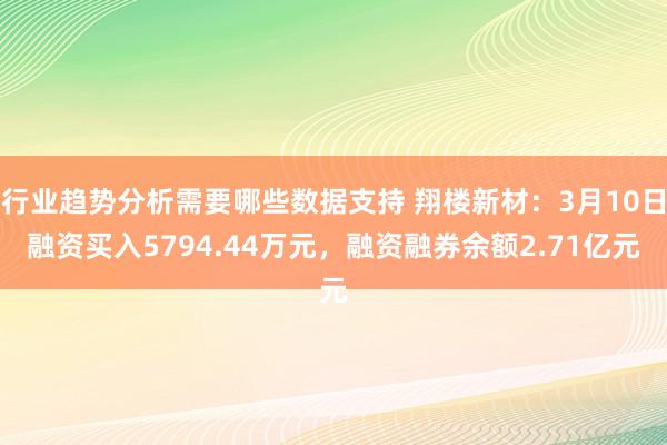 行业趋势分析需要哪些数据支持 翔楼新材：3月10日融资买入5794.44万元，融资融券余额2.71亿元